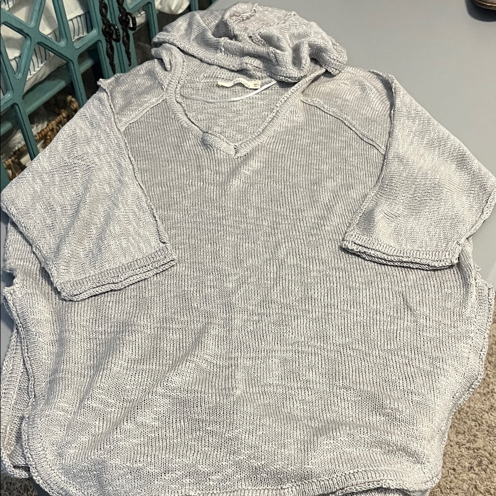 Gray Knit Hooded Sweater